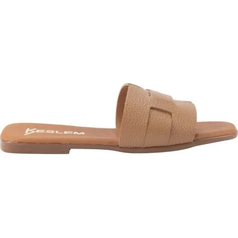 Keslem Sandalias de Piel Modelo 5316 Color Cuero Talla 37