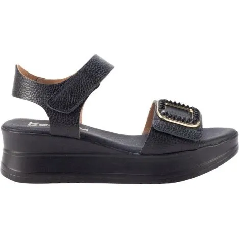 Keslem Sandalias de Piel con Plataforma y Adorno Dorado - Negro