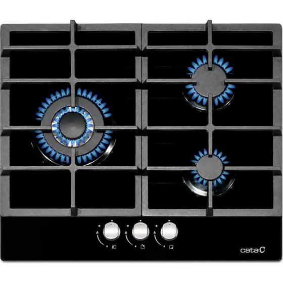 Placa de Gas Natural CATA LCIB 6021 BK, 3 Fuegos, Negro