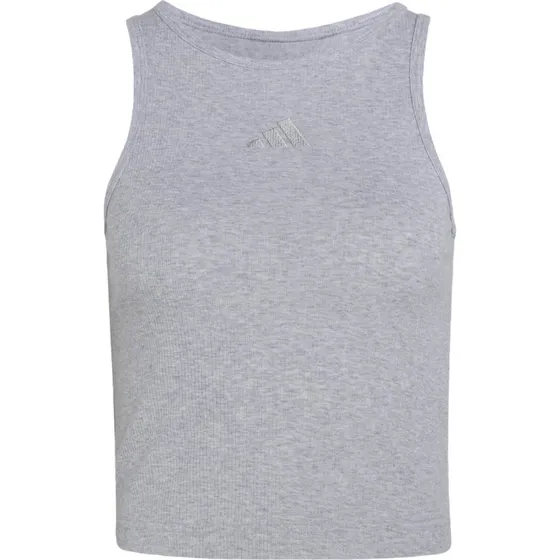 Adidas Sportswear Top Deportivo Gris Moteado con Cuello Cuadrado