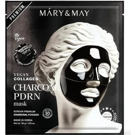 Mary & May Mascarilla de Carbón Vegana con Colágeno PDRN - 4x30g