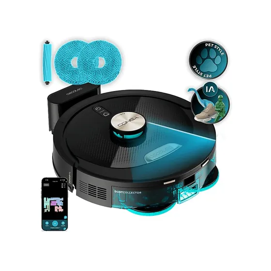 Cecotec Conga M100 Spin AI Robot Aspirador y Friegasuelos Negro