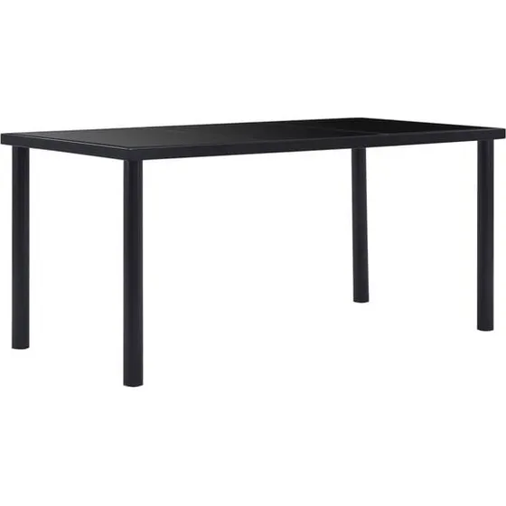 HKH Mesa de comedor vidrio templado 160x80x75 cm negro
