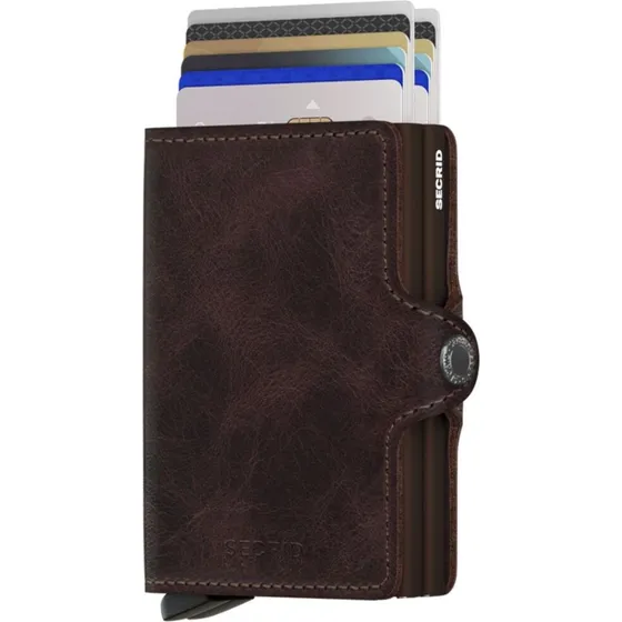 SECRID Twinwallet Vintage - Cartera de Piel Chocolate Marrón