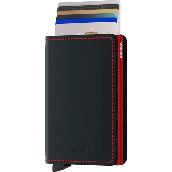 SECRID Slimwallet Cartera de Cuero Mate Negro y Rojo
