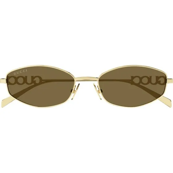 Gucci GG1802S Gafas de Sol Redondas de Metal para Mujer - Oro/Marrón