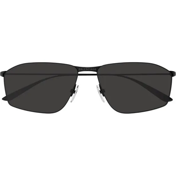 Balenciaga BB0413S Gafas de Sol Cuadradas de Metal Negro y Lente Gris