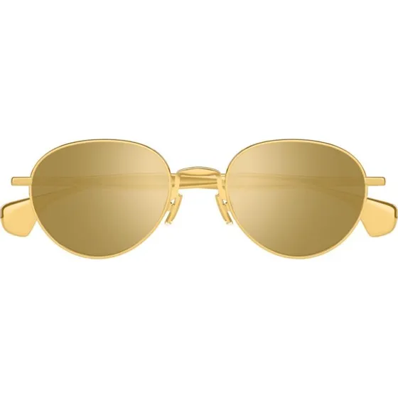 Bottega Veneta BV1396S Gafas de Sol Redondas de Metal Oro
