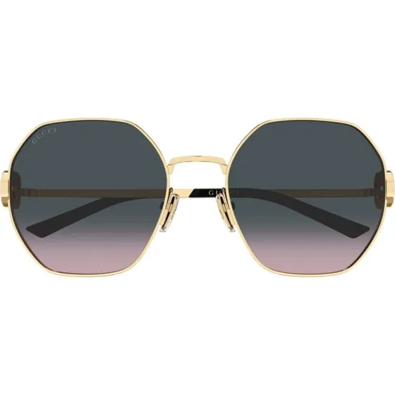 Gucci Gg2046s Gafas de Sol Geométricas Oro y Gris 58mm