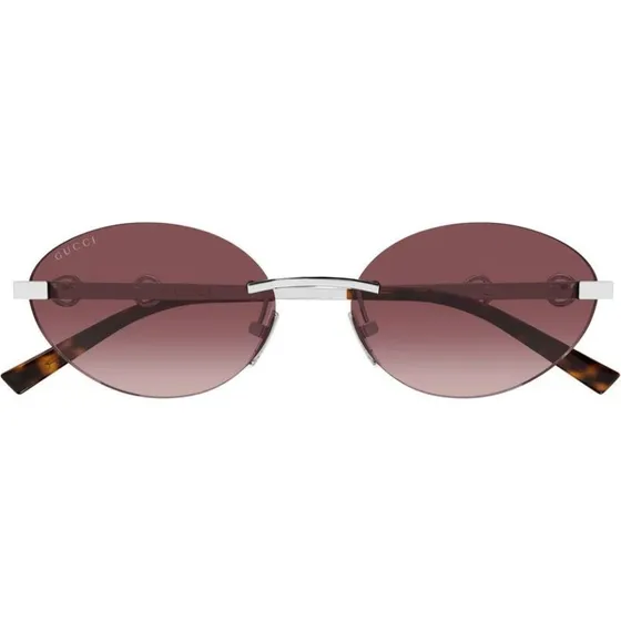 Gucci GG2051S Gafas de Sol Mujer Redondas Plata y Lentes Rojas