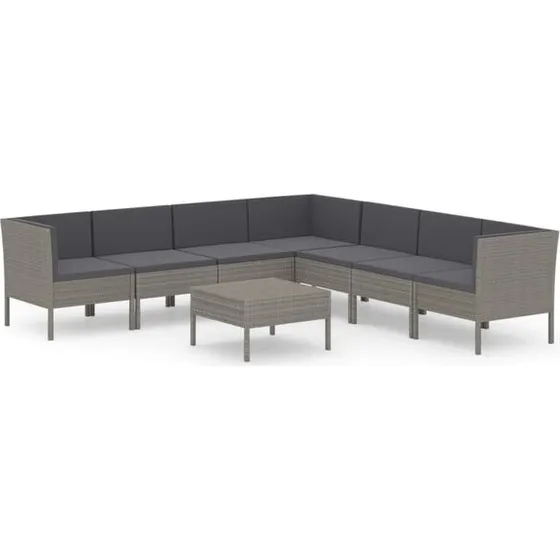VidaXL Set de Muebles de Jardín 8 pzas Ratán Sintético Gris