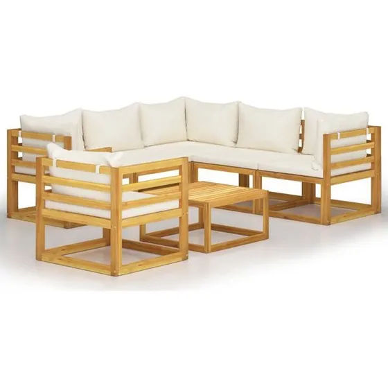 vidaXL Muebles de jardín 7 pzas acacia crema
