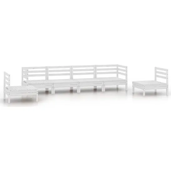 VidaXL Juego Muebles Jardín 6 Piezas Pino Blanco