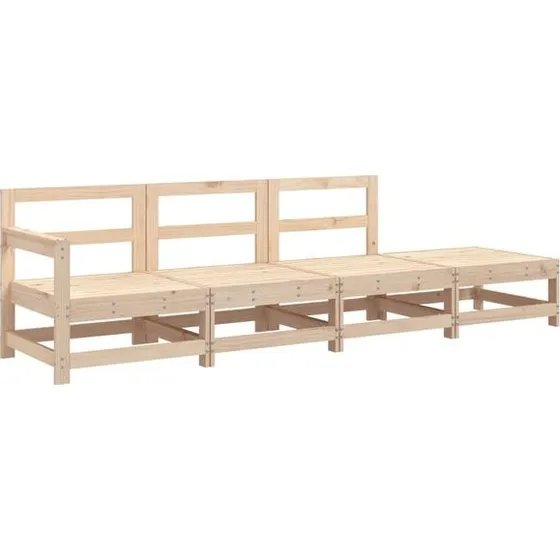 vidaXL Juego de Muebles de Jardín 4 Piezas Pino Macizo