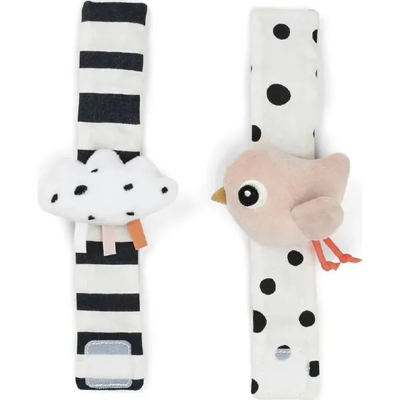 Done by deer Happy Clouds, Set de 2 Sonajeros Rosa