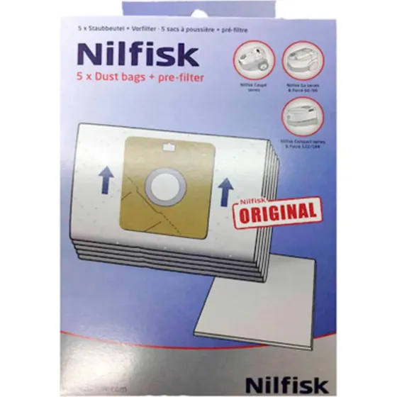 Nilfisk 78602600 Pack de 5 Bolsas para Aspirador Compact, One, Coupé, Go