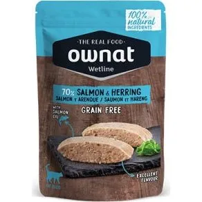 Ownat Wetline Salmón y Arenque Comida Húmeda para Gatos 12 x 85g