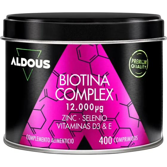 Aldous Biotina 12000 mcg con Zinc, Selenio, Vitamina D3 y E - 400 Comp.