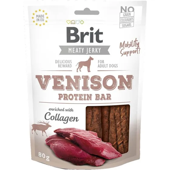 Brit Jerky Barra de Proteína de Venado para Perros, 80g
