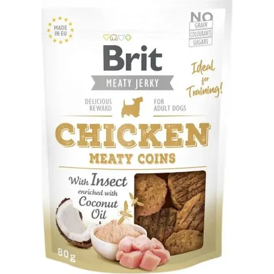 Brit Jerky Snack Monedas de Pollo con Insectos 80g