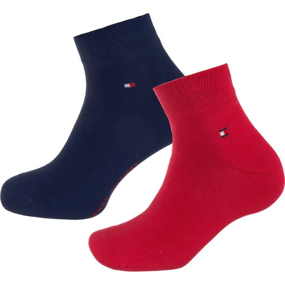 Tommy Hilfiger Calcetines Quarter Rojo y Azul (Pack de 2) - Talla 43-46