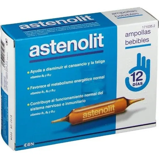 ASTENOLIT Ampollas Bebibles 12x10ml - Complejo Vitamina B1, B6 y B12