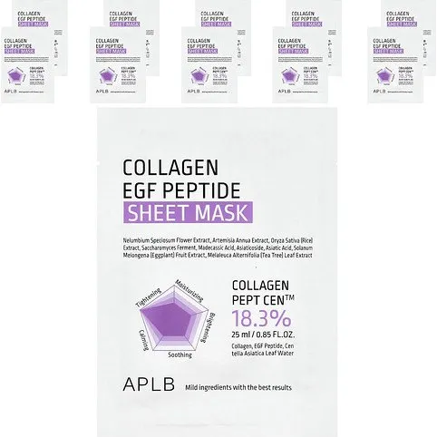 APLB Mascarillas de Hoja de Colágeno, EGF y Péptidos (Set de 10)