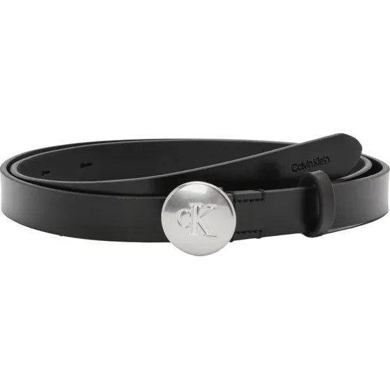 Calvin Klein Cinturón de Cuero Negro con Hebilla Grabada 20 mm