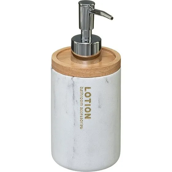 Lea Dispensador Jabón Bambú Blanco Ø75x190mm