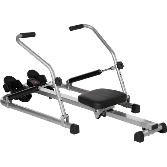 HOMCOM Máquina de Remo Hidráulico Plegable 3 Niveles Negro y Plata