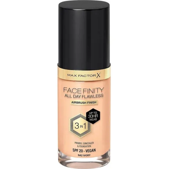 Max Factor Facefinity All Day Flawless 3 en 1 Base de Maquillaje N42 Marfil