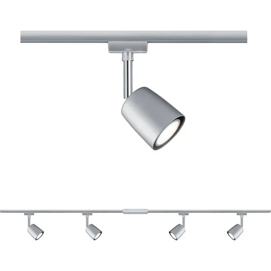 Paulmann Cover 4 Set URail Cromo - Kit de 4 Focos y 2 Rieles