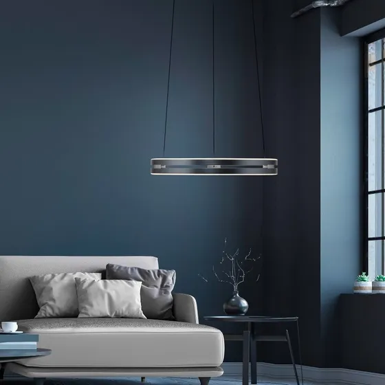 Paul Neuhaus Lámpara Colgante LED E-Loop, Gris Místico, Ø 50 cm