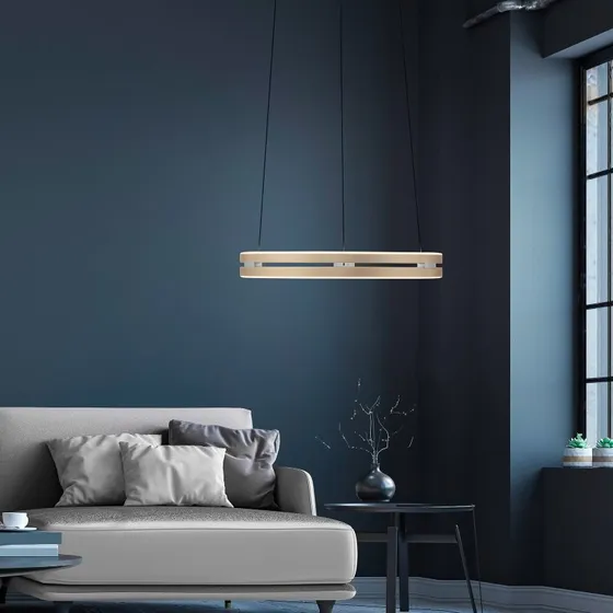 Paul Neuhaus PURE E-Loop Lámpara Colgante LED Marfil Dorado Ø 50 cm