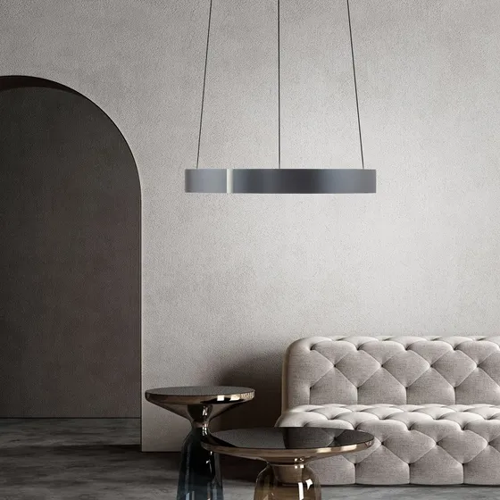 Lámpara colgante LED Paul Neuhaus PURE E-Clipse, Gris Místico, Ø 50 cm