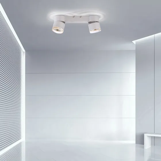 Plafón LED Nola PURE con 2 luces, blanco, regulable Switchmo®