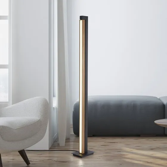 Paul Neuhaus Lámpara de pie LED PURE Lines, Roble/Grafito, 140 cm