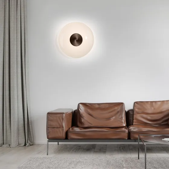 Aplique de pared LED Vitrum PURE, Marrón/Cristal Opalino, Ø 22 cm