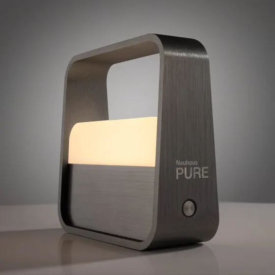 Lámpara de mesa LED PURE Go recargable, aluminio gris