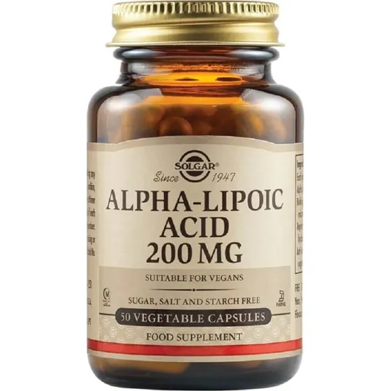 Solgar Ácido Alfa Lipoico 200 mg, 50 Cápsulas