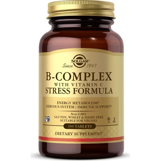 Solgar B-Complex con Vitamina C, 100 Comprimidos