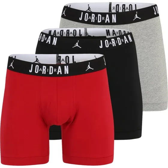 Jordan Flight Cotton Core Boxer Briefs Pack de 3 - Rojo/Negro