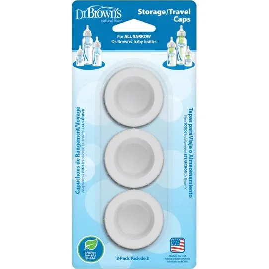Dr. Brown's Tapones de Viaje para Biberones de Cuello Estrecho (3 Piezas)