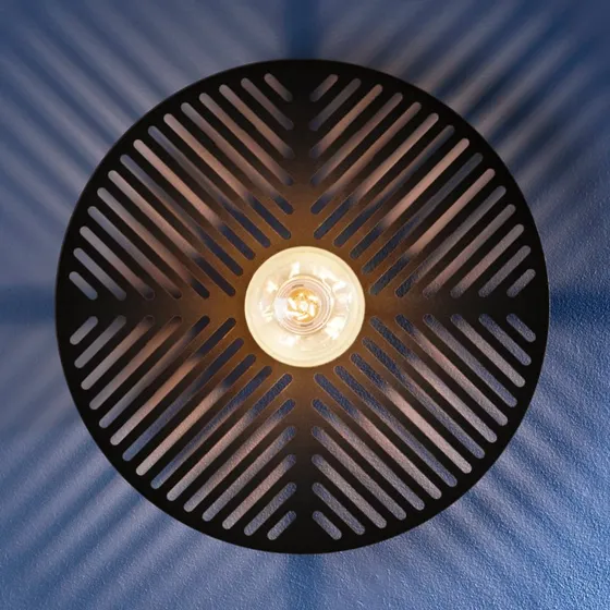 MARKET SET Aplique de Pared Waterlily Negro - Diseño Calado Circular