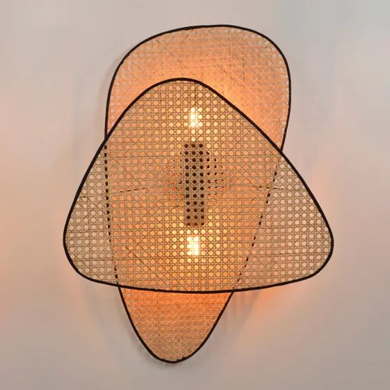MARKET SET Aplique de Pared Screen de Ratán y Metal, 77 cm