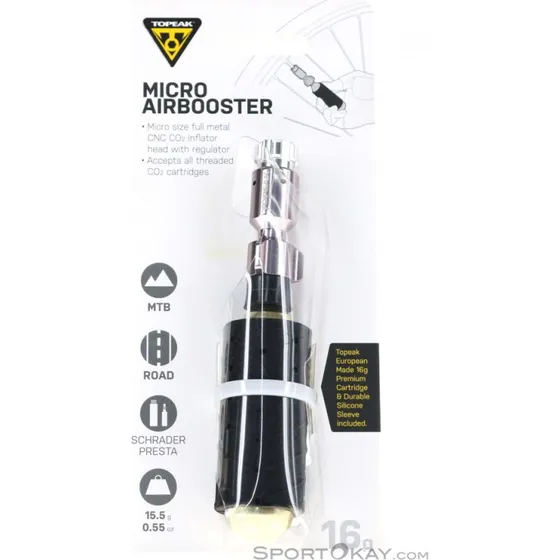 Topeak Micro AirBooster + 1 cartucho CO2 16g