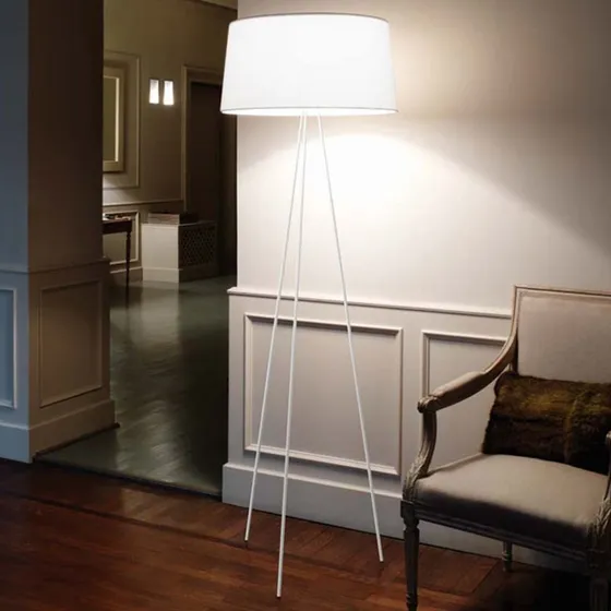kdln Lámpara de pie Tripod Blanca con Atenuador