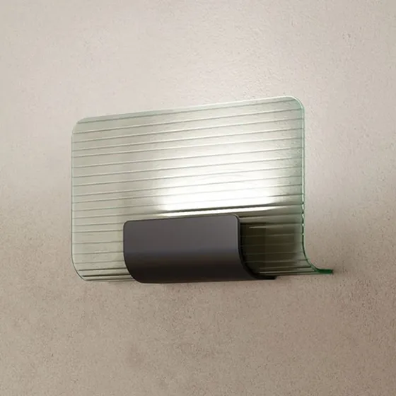 Kundalini Nami Aplique de Pared Negro con Cristal Estriado