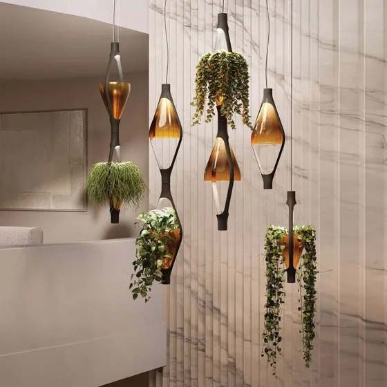 kdln Lámpara colgante LED Viceversa Cristal Ámbar - 2 Luces