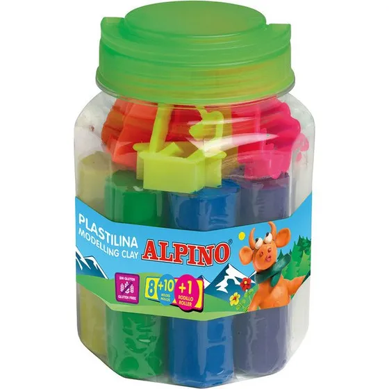 Alpino Kit Plastilina 8 Colores 80g + 10 Moldes + Rodillo